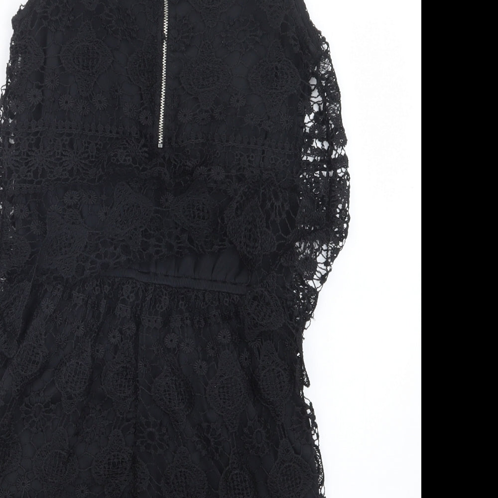 Rebellion Womens Black Lace Playsuit One-Piece Size M