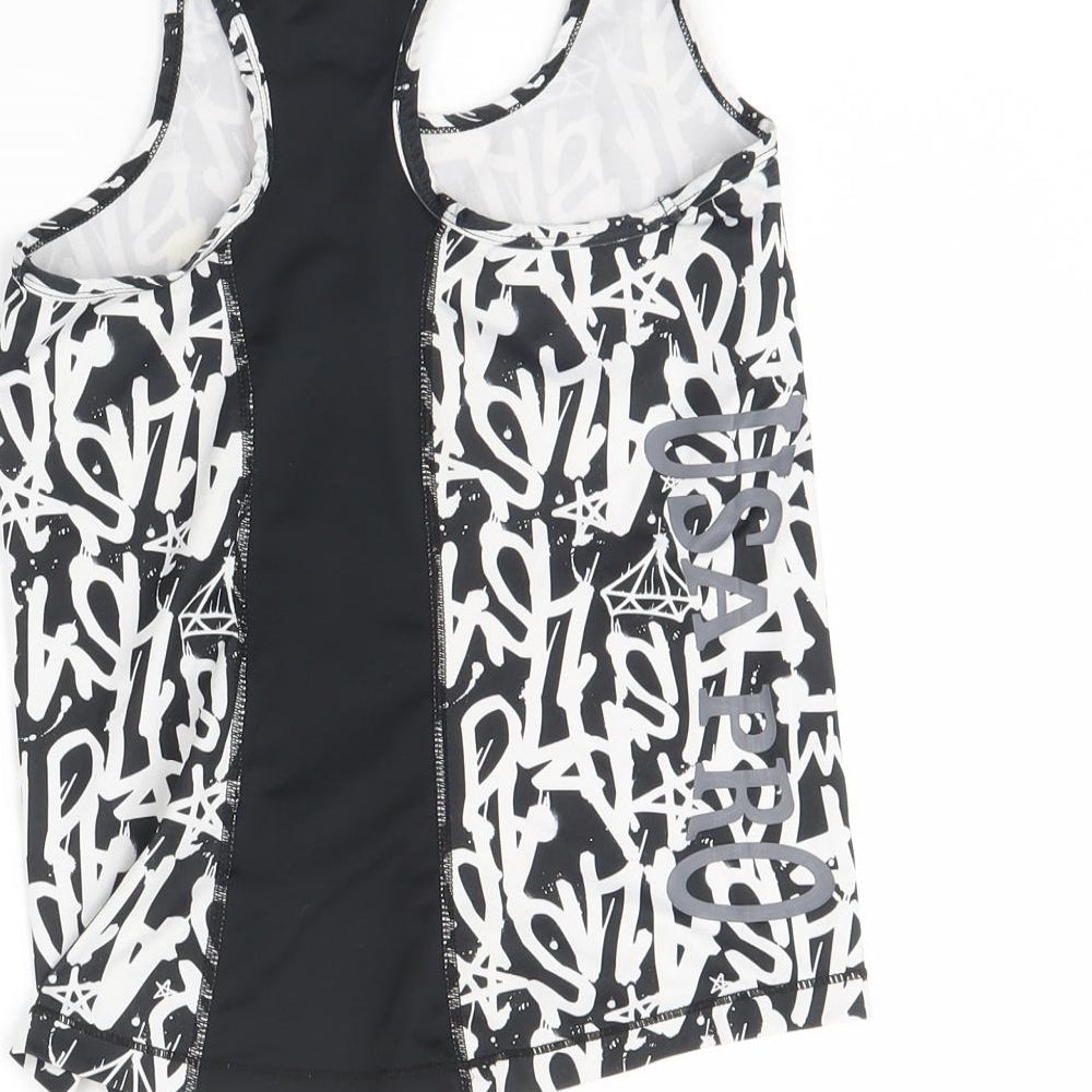 USA Pro Girls Black Geometric Basic Tank Size 9 Years