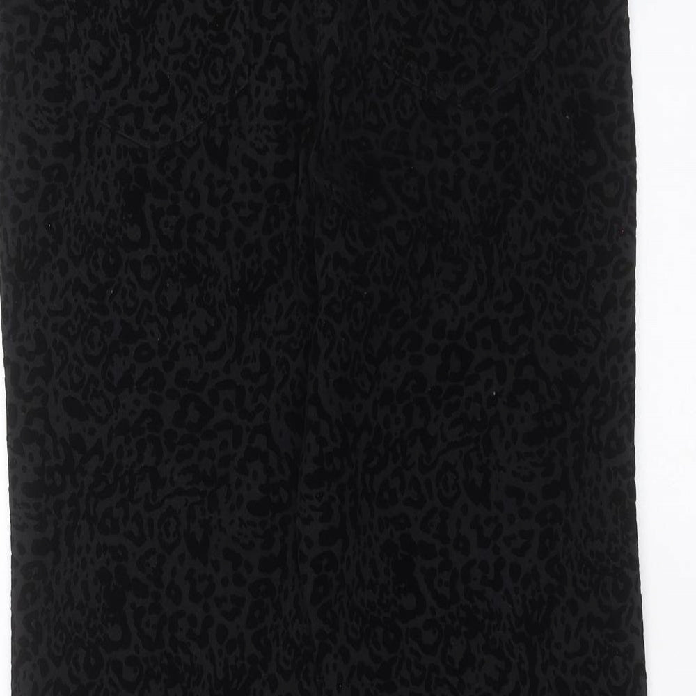 NEXT Womens Black Animal Print Trousers Size 10 L25 in