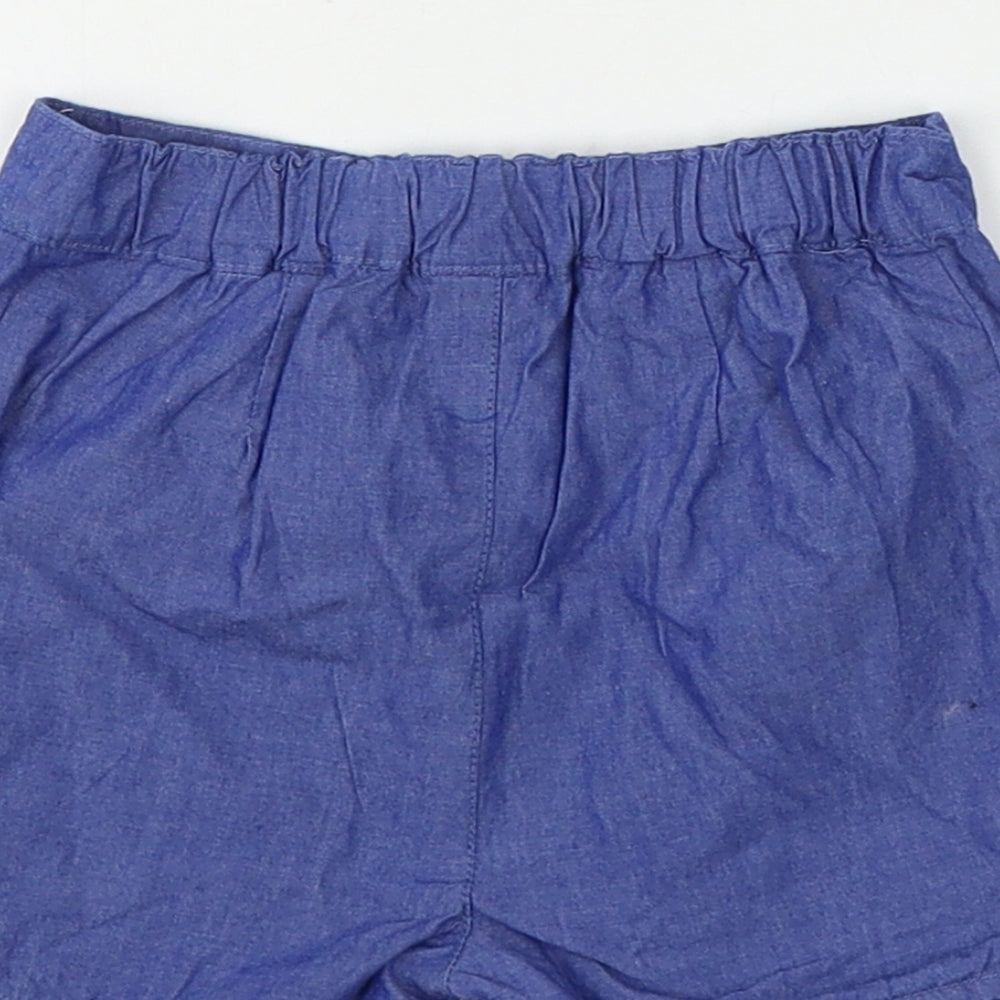 Marks and Spencer Girls Blue Cargo Trousers Size 9-12 Months