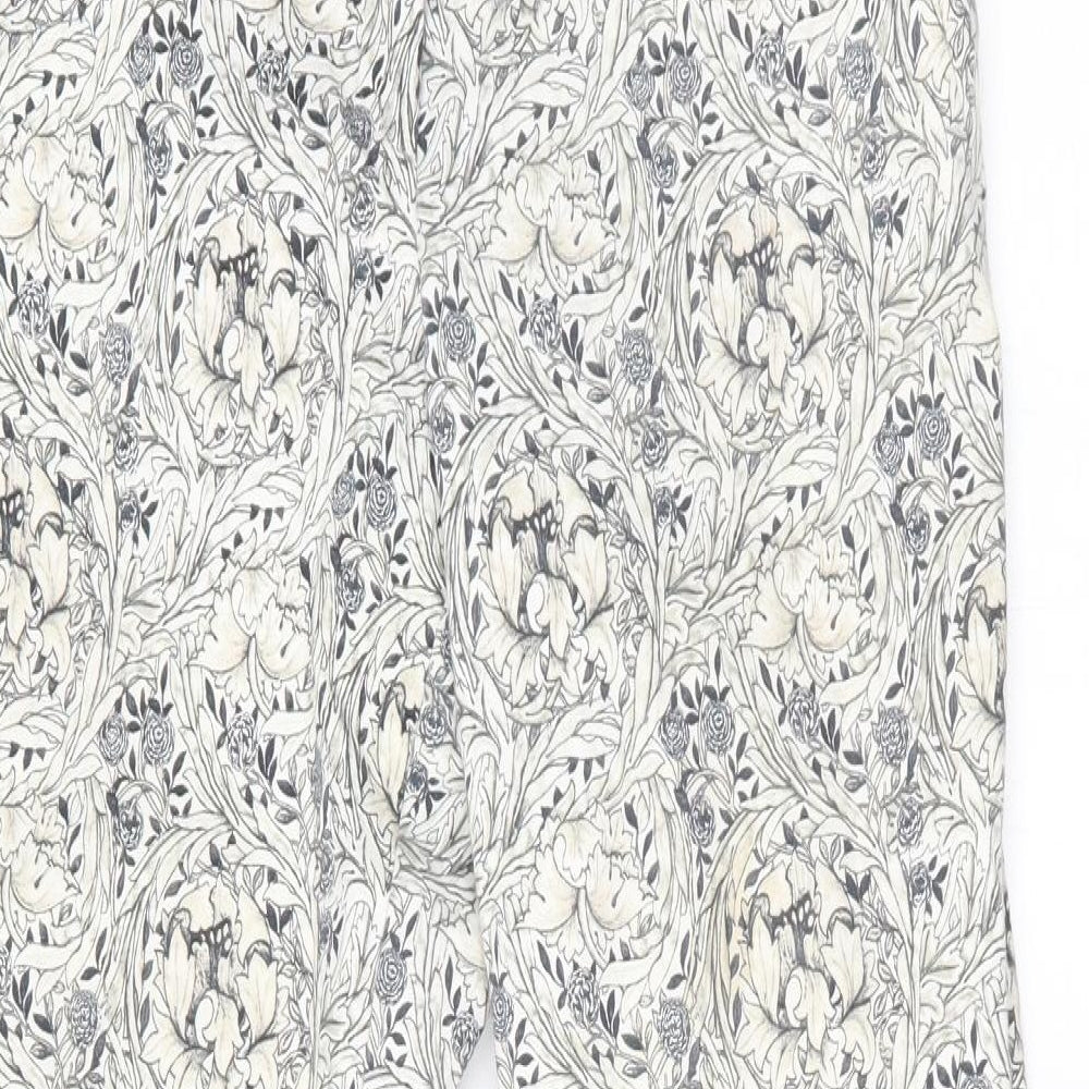 H&M Womens White Floral Trousers Size 31 in L25 in