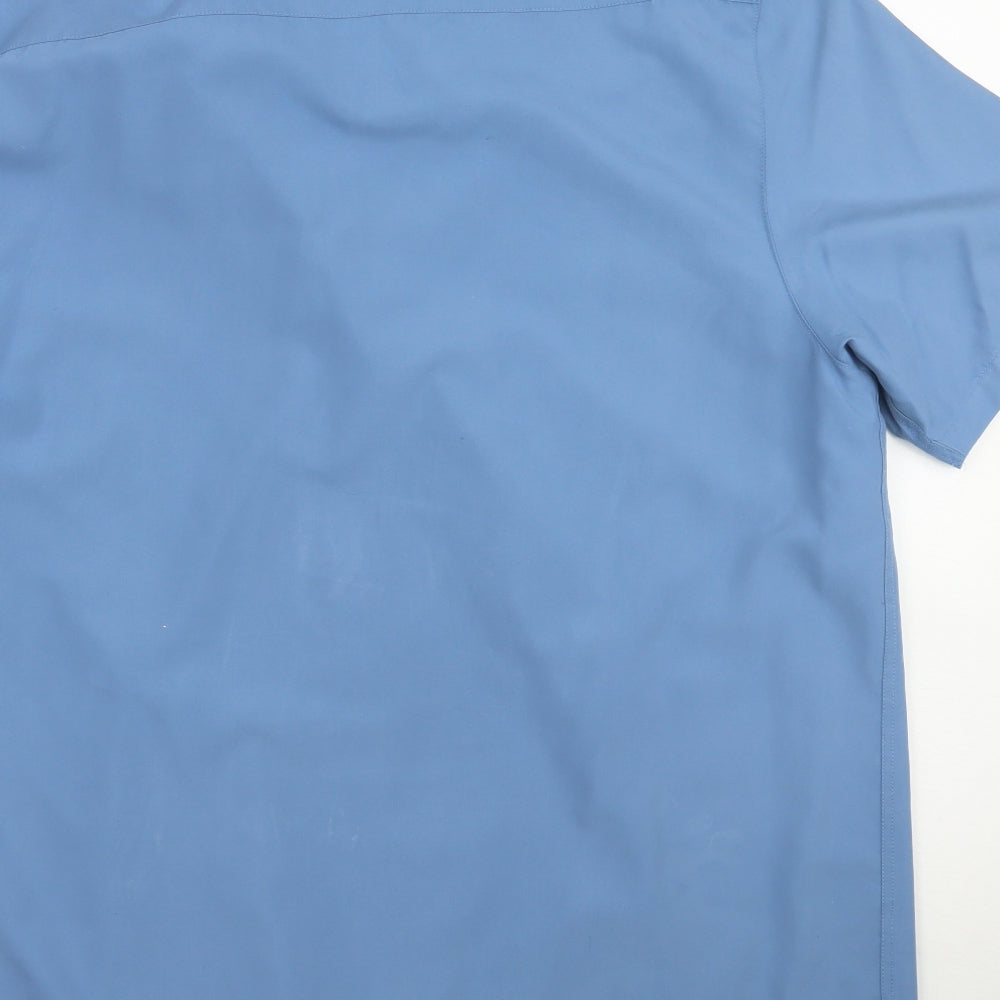 Easy Mens Blue Geometric Button-Up Size L