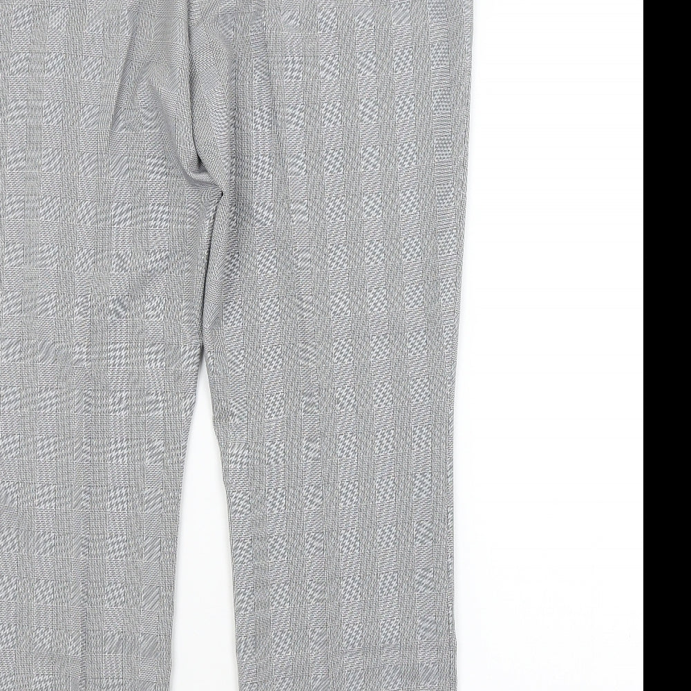 Preworn Womens Grey Check Trousers Size 16 L29 in