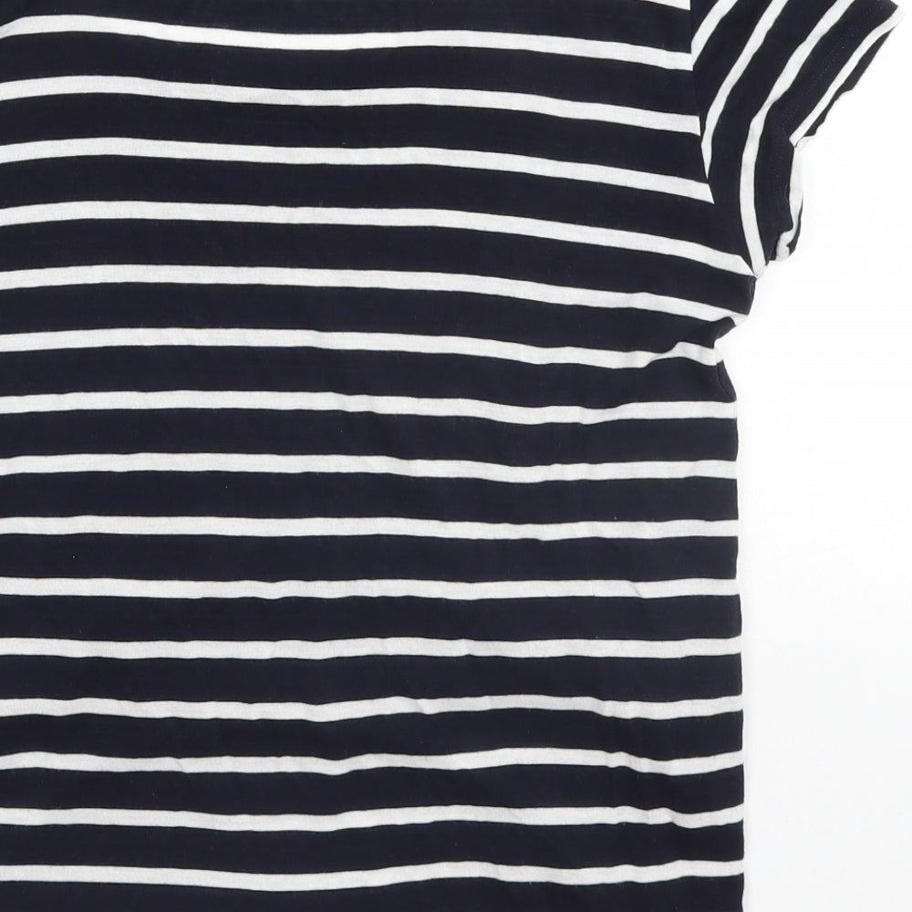 H&M Womens Blue Striped Basic T-Shirt Size 10