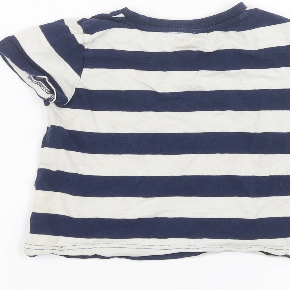 F&F Girls White Striped Basic T-Shirt Size 2-3 Years