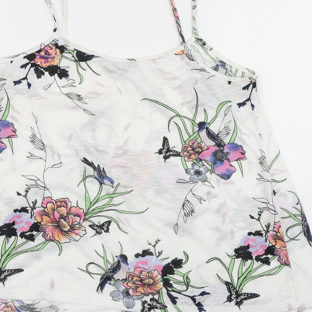 Dorothy Perkins Womens White Floral Camisole T-Shirt Size 12