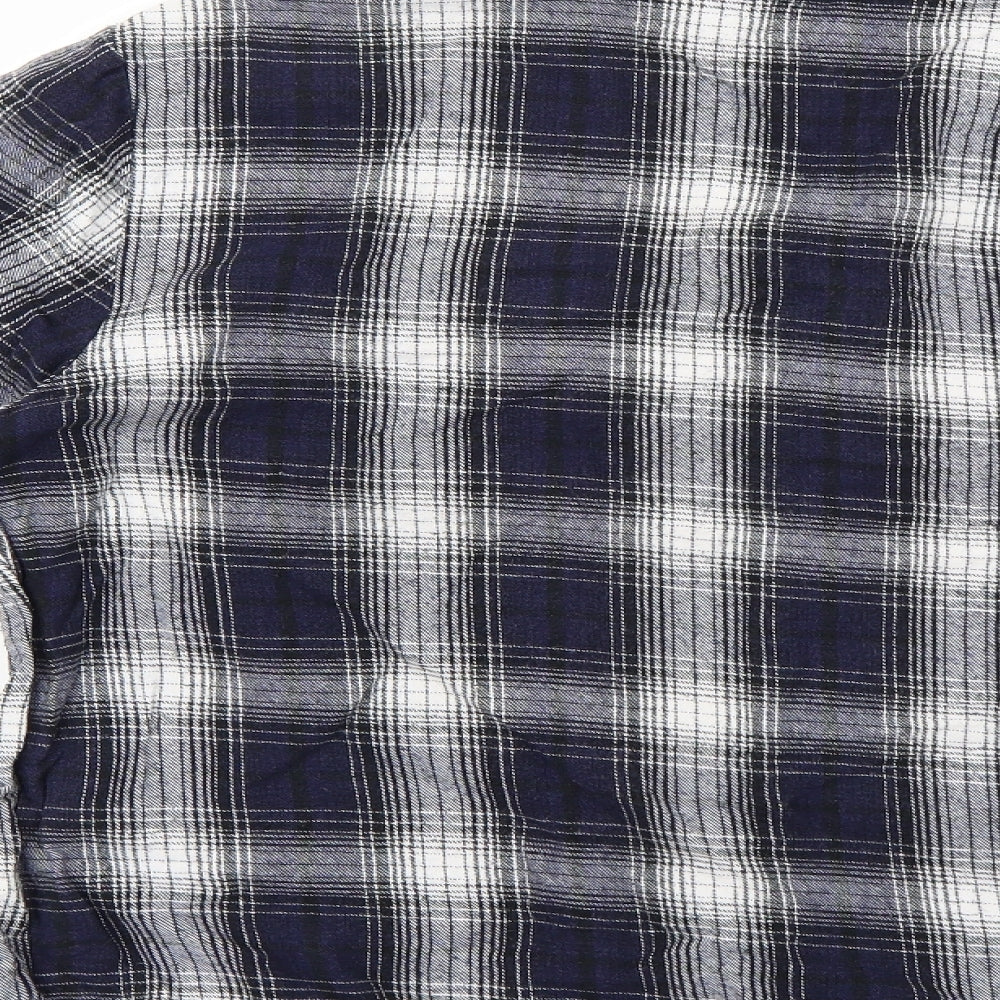 Marks and Spencer Mens Blue Check Button-Up Size M
