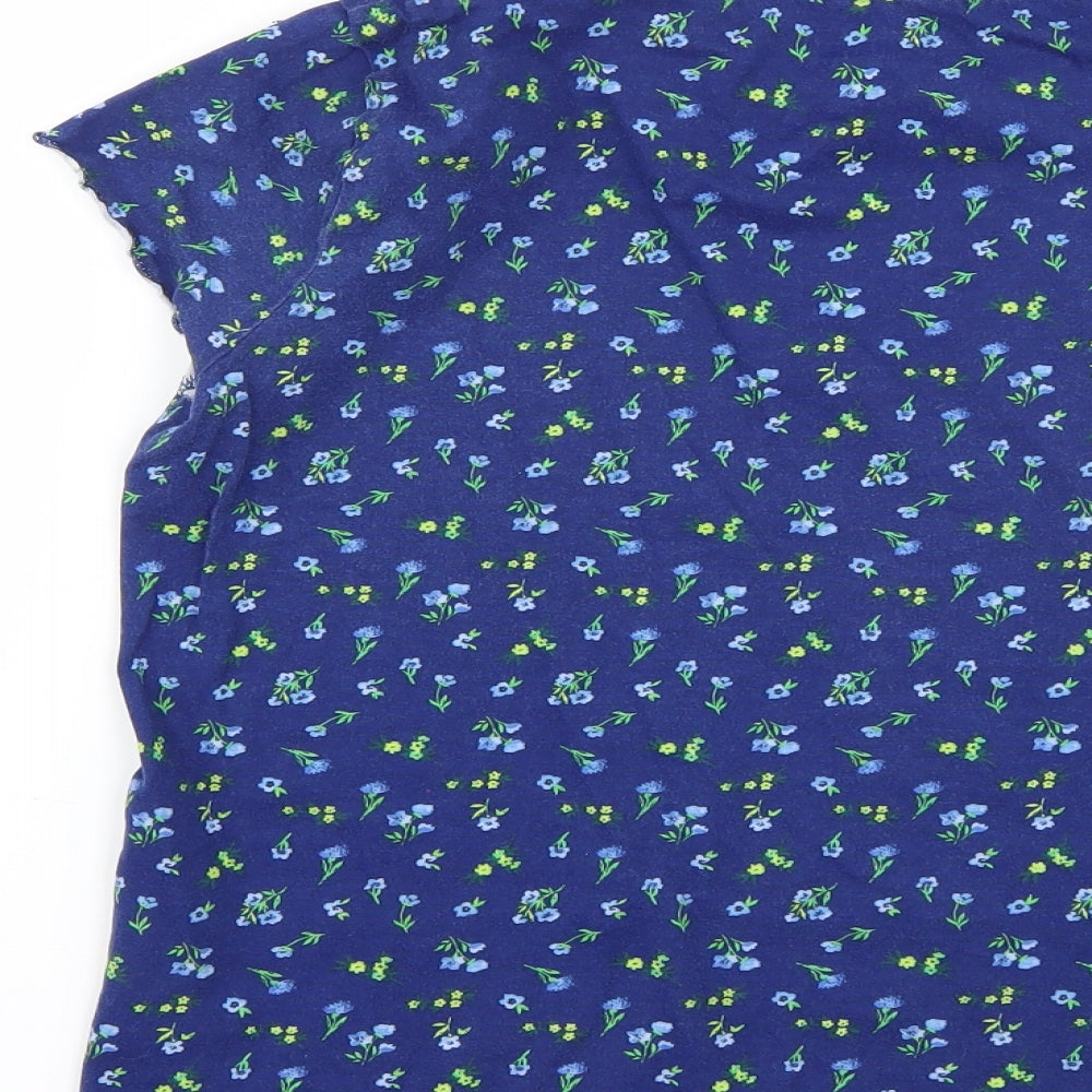 F&F Girls Blue Floral Basic T-Shirt Size 12-13 Years