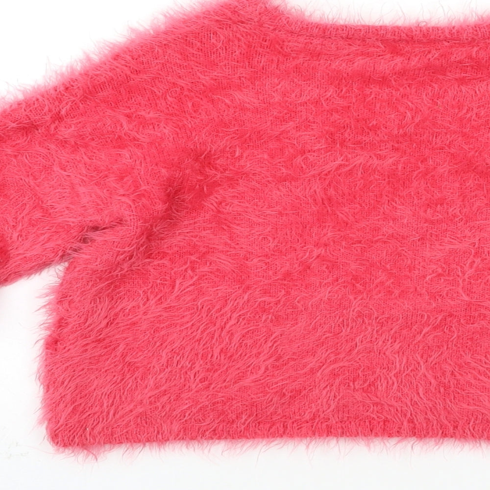 Marks and Spencer Girls Pink Knit Pullover Jumper Size 9-10 Years - LUCKY