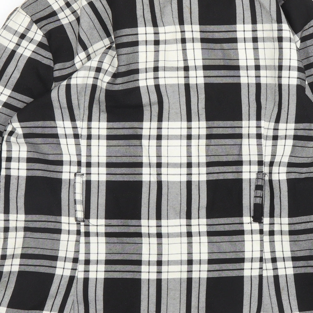 Preworn Womens Black Plaid Jacket Blazer Size 12