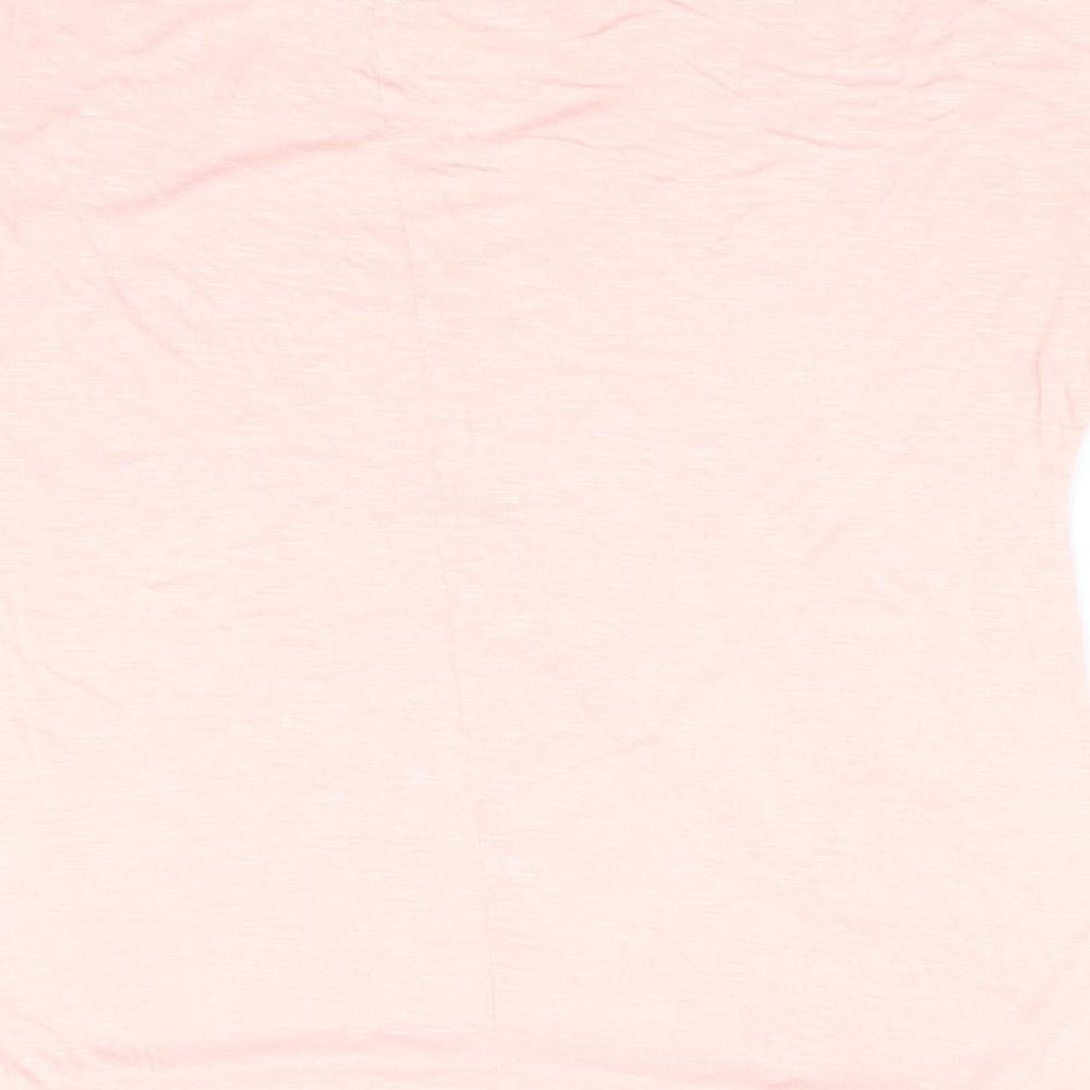 Atmosphere Womens Pink Basic T-Shirt Size 10 - Peach Cut Out Shoulders Jewelled Neck