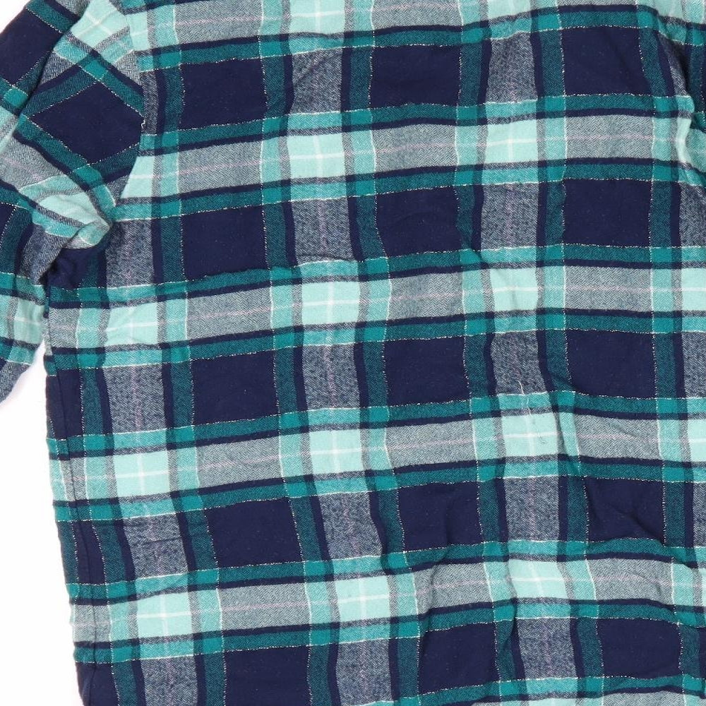 Marks and Spencer Womens Blue Check Pyjama Top Size 12 - Subtle shimmer effect