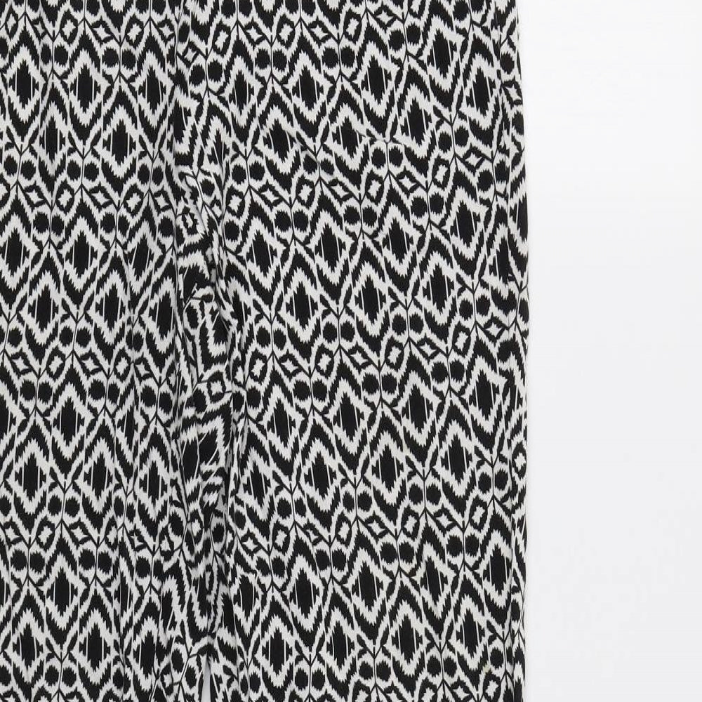 Papaya Womens Black Geometric Trousers Size 8 L29 in