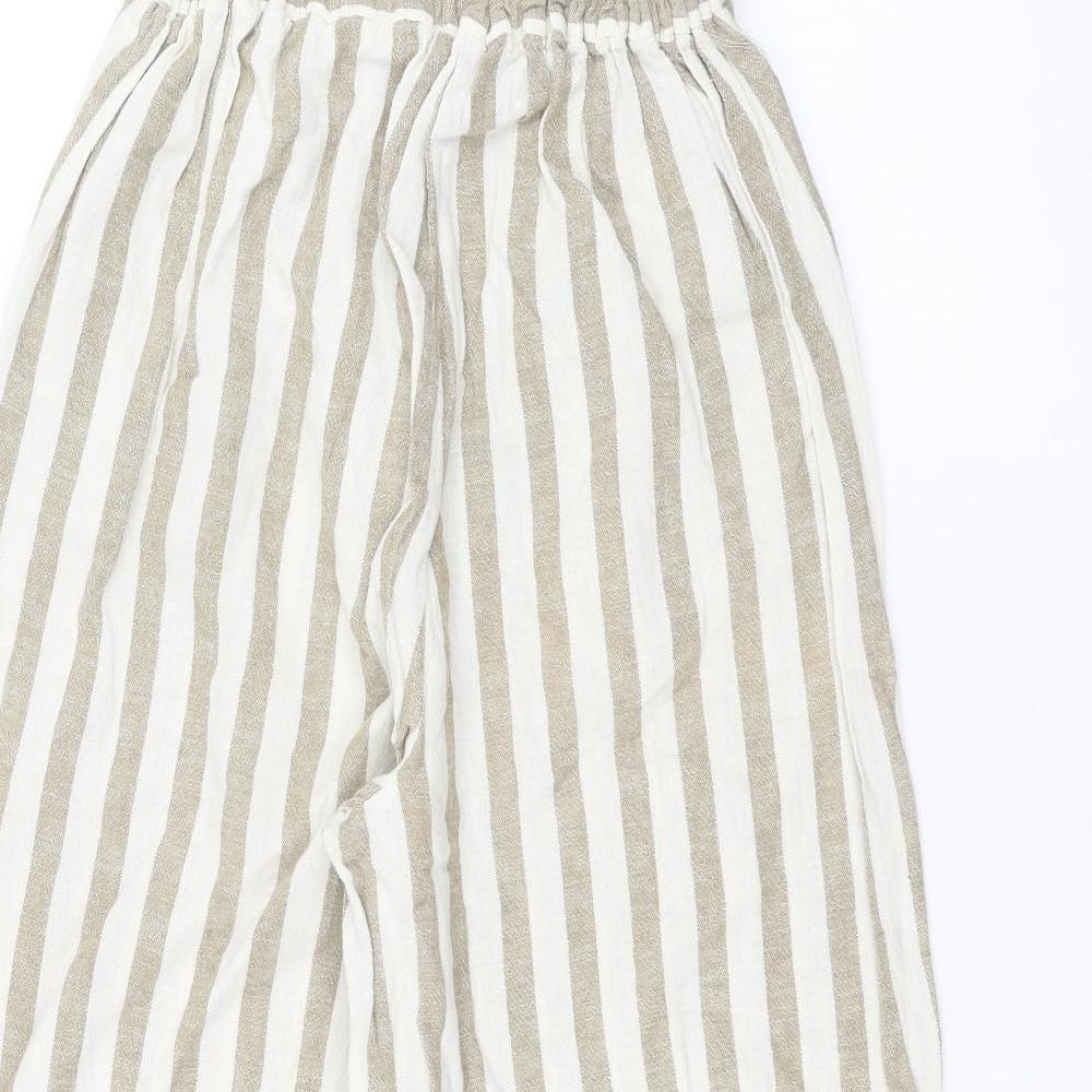 New Look Womens White Striped Trousers Size 10 L22 in