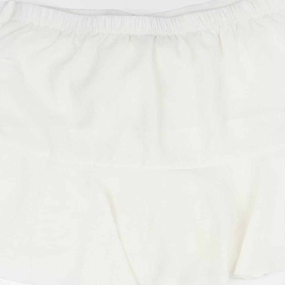 I SAW IT FIRST Womens White Paperbag Shorts Size 8
