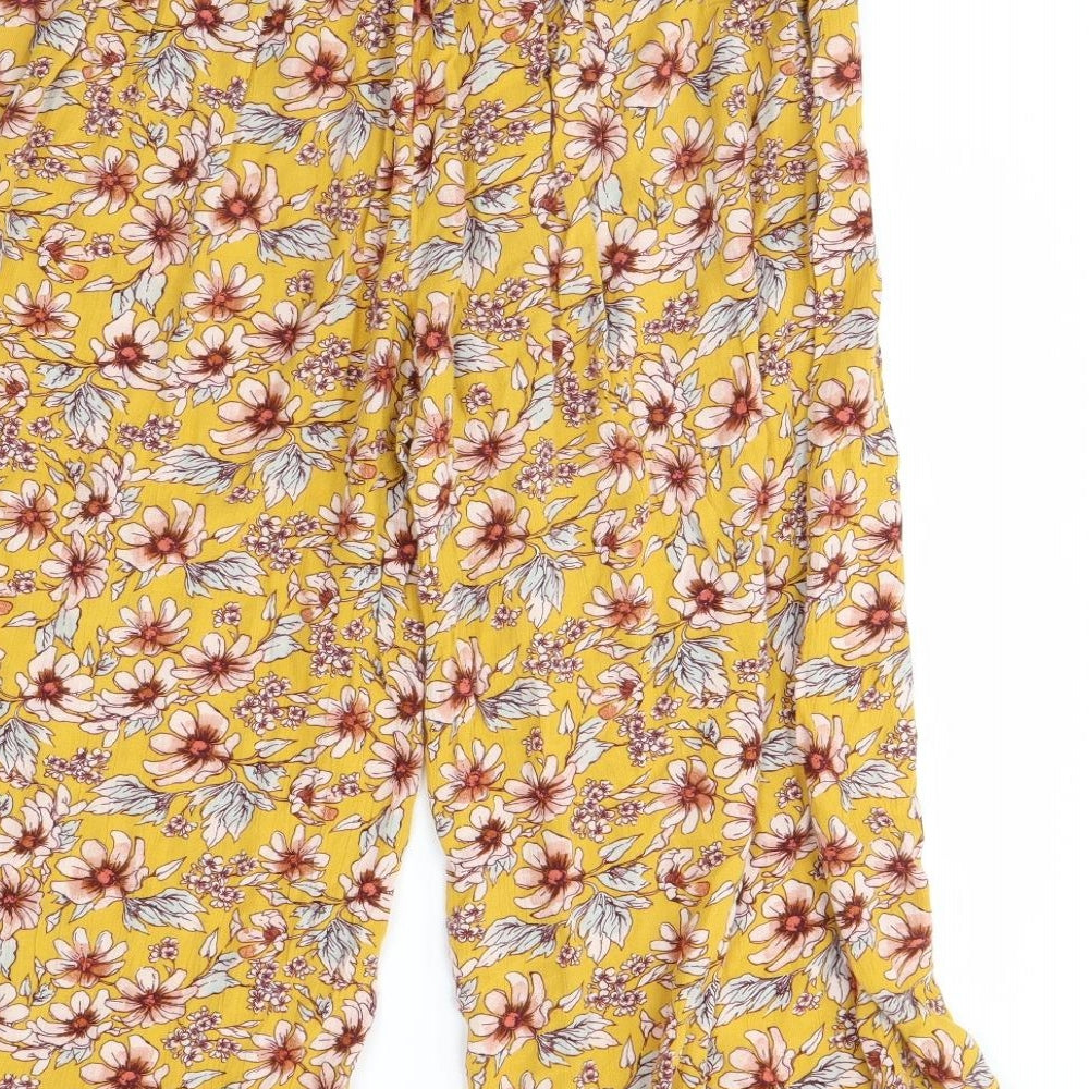 American eagle Womens Yellow Floral Trousers Size M L21 in