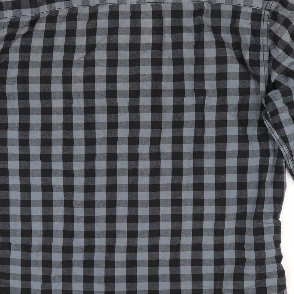 Easy Mens Black Check Button-Up Size S