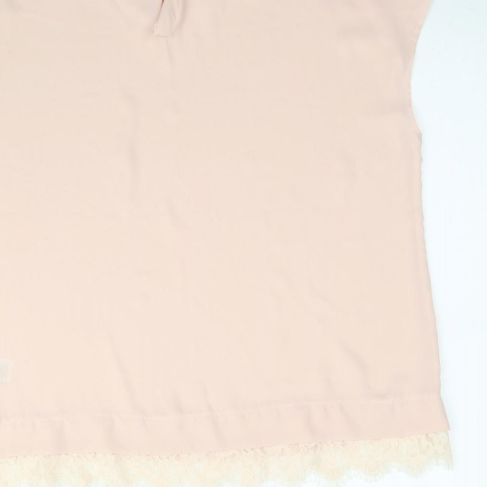 NEXT Womens Pink Basic Blouse Size 12 - Lace detail