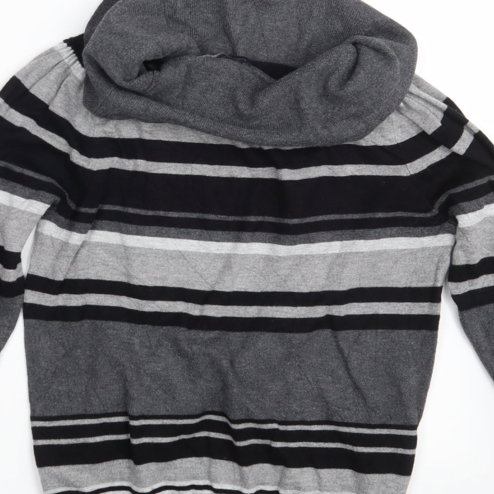 M&S Womens Grey Striped Pullover Jumper Size 12