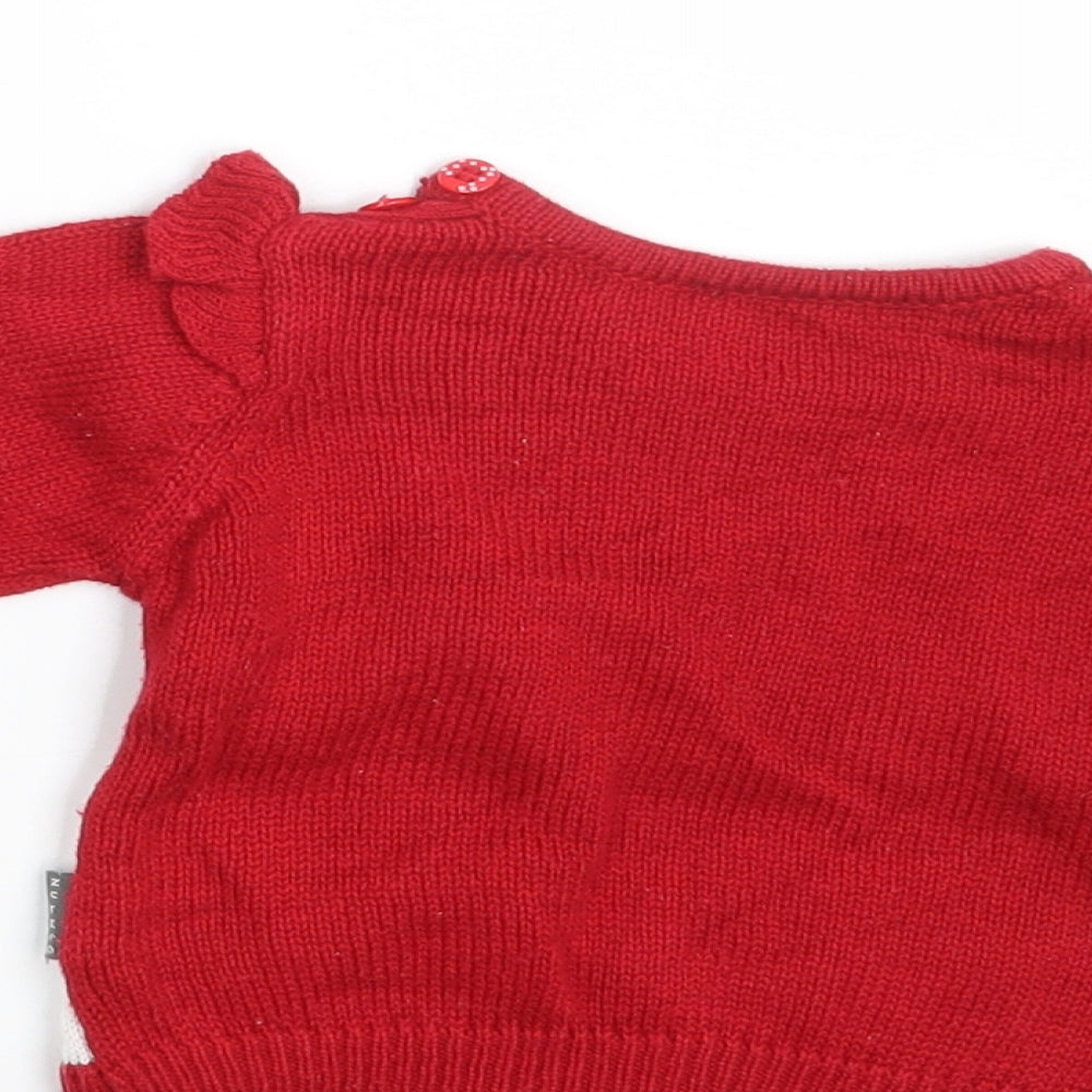 Nutmeg Girls Red Pullover Jumper Size 3-6 Months - Seasonal Christmas Festive Holiday
