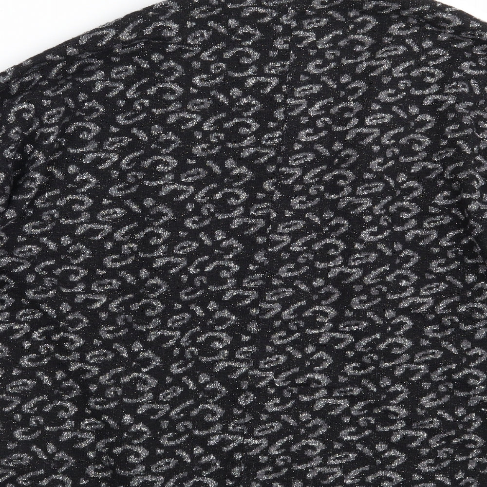 Gina Tricot Womens Black Animal Print Wrap Jumper Size M