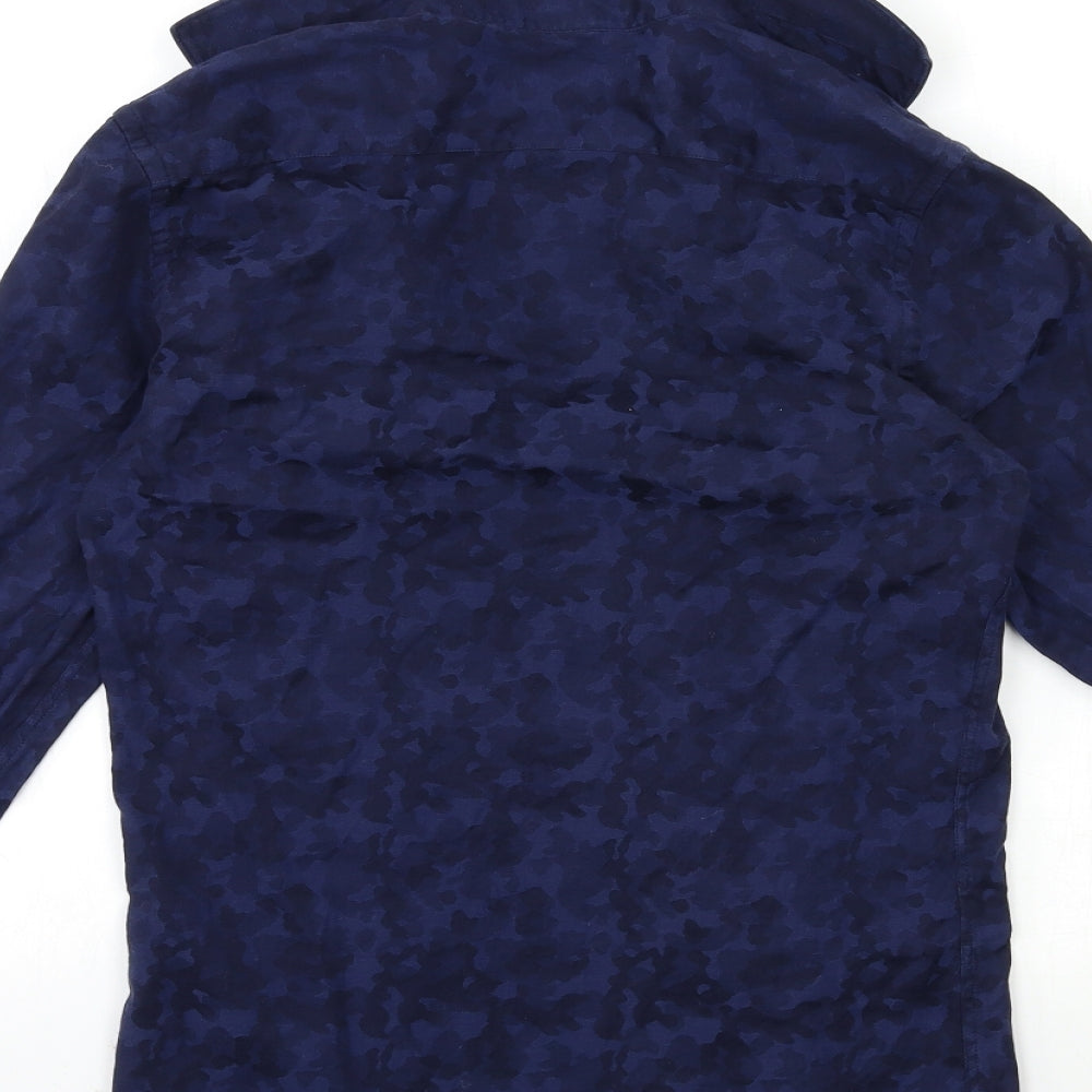 Zara Mens Blue Floral Button-Up Size S