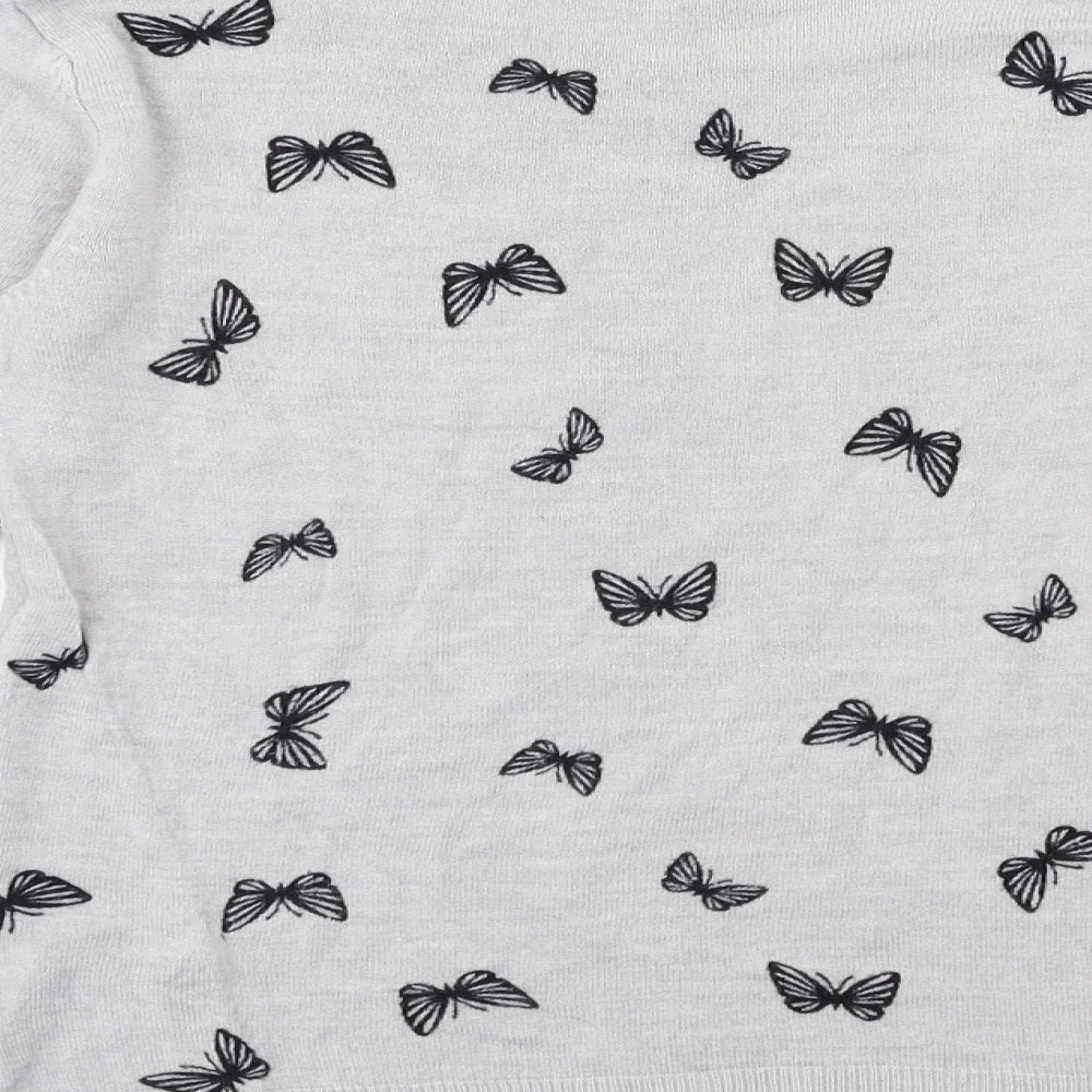 Marks and Spencer Womens Grey Animal Print Knit Pullover Jumper Size 6