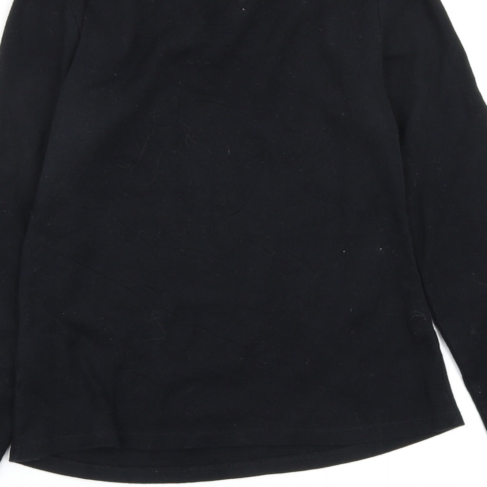 M&S Womens Black Floral Basic T-Shirt Size 8