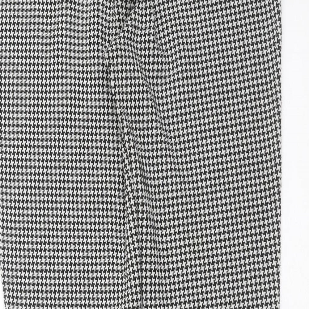 Marks and Spencer Womens Black Geometric Carrot Trousers Size 10 L28 in