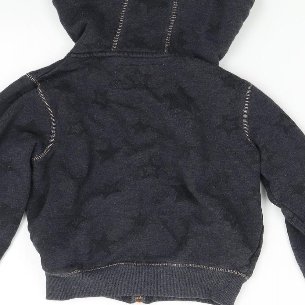 M&S Boys Grey Full Zip Hoodie Size 6-7 Years - Stars