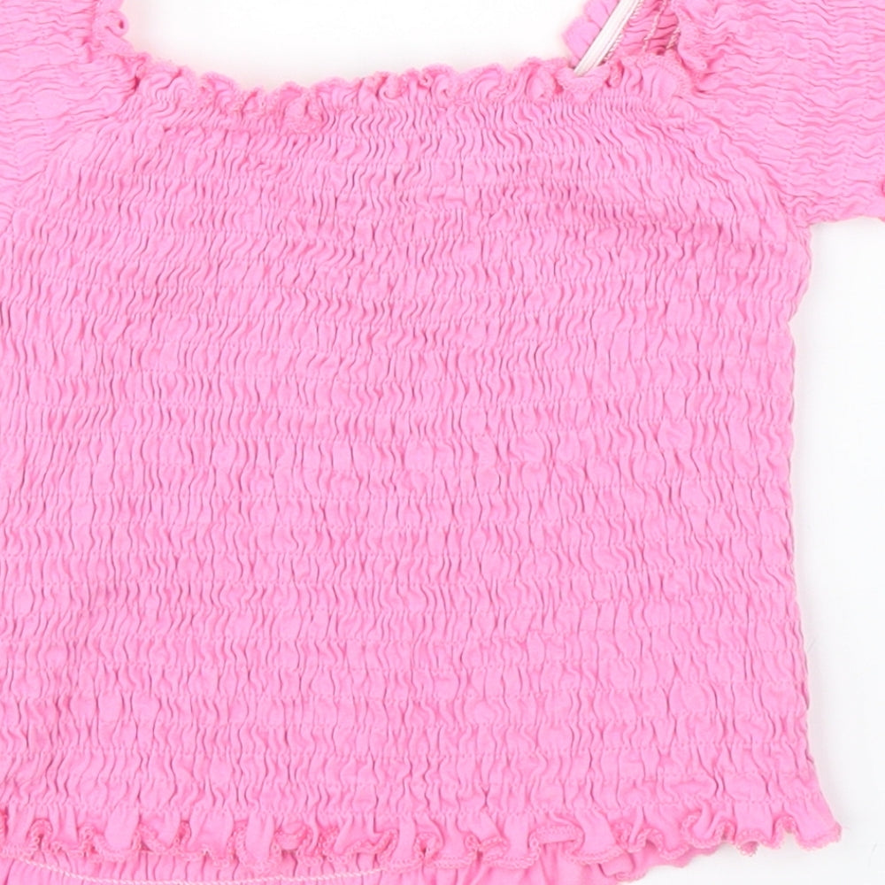 New Look Womens Pink Cropped Blouse Size 6