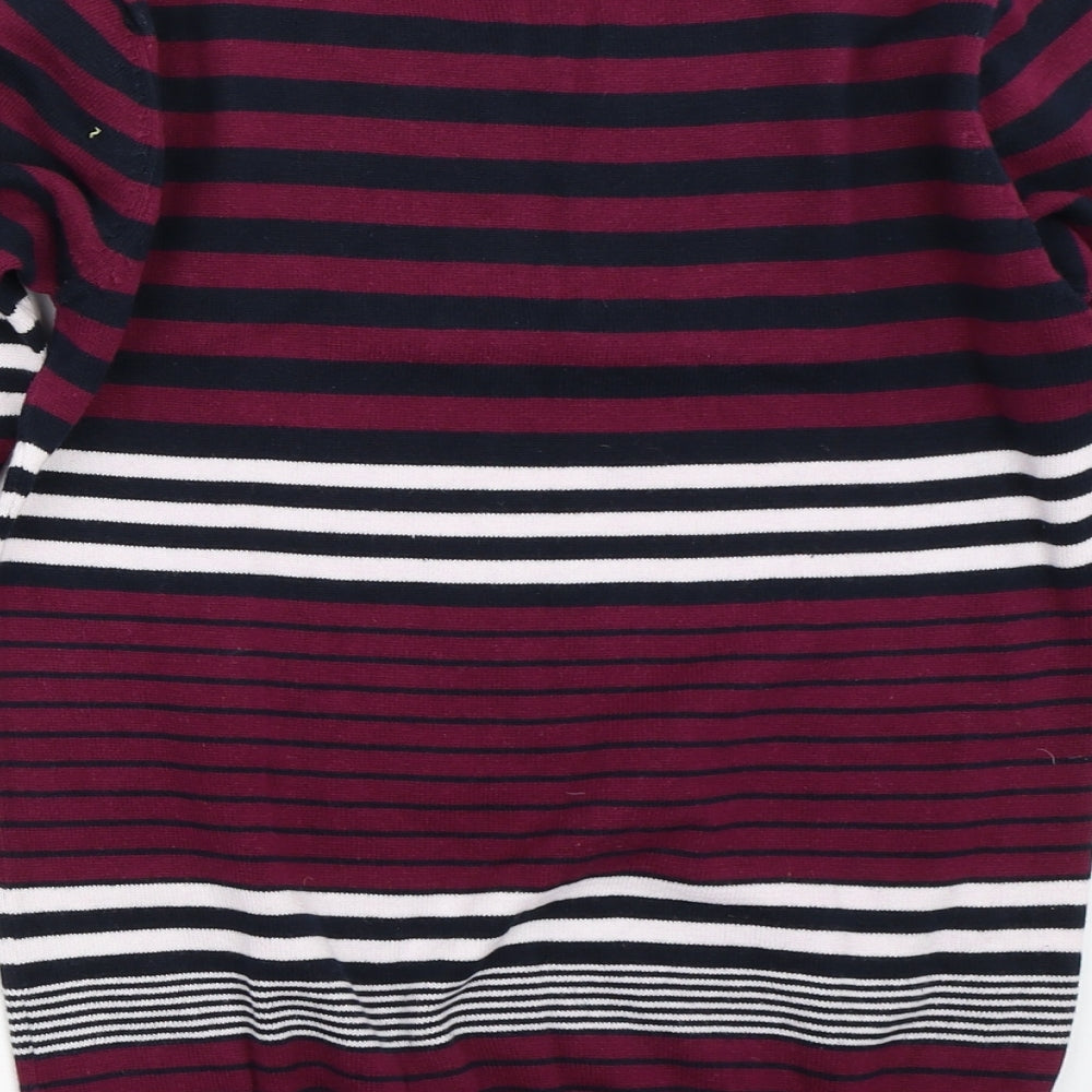 EWM Womens Purple Striped Pullover Jumper Size S