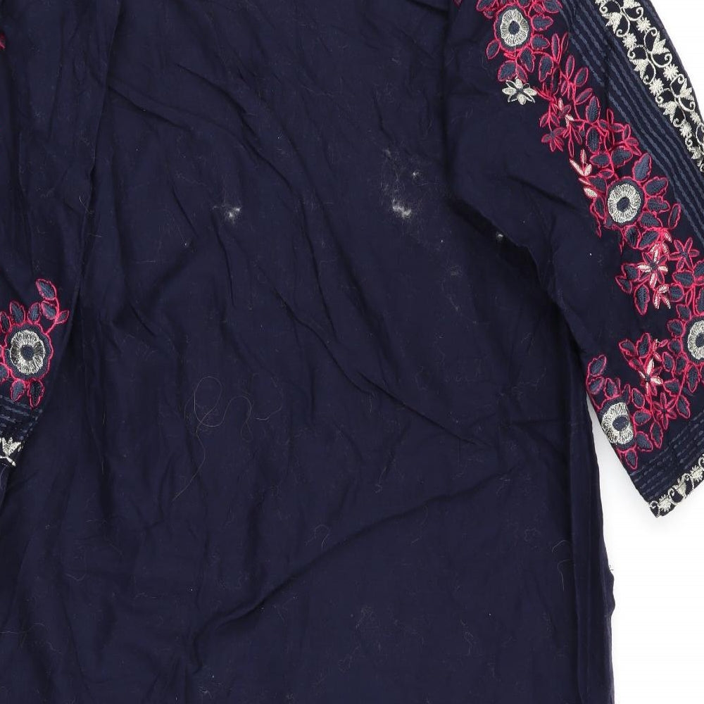 Fatima's Womens Blue Floral A-Line Size M