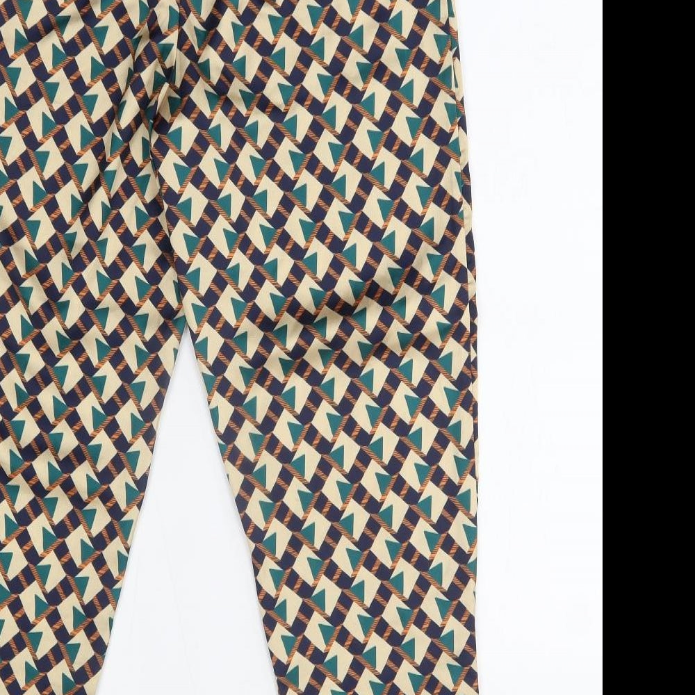 In the Style Womens Beige Geometric Trousers Size 10 L27 in