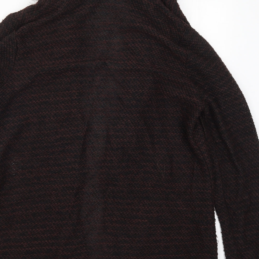 New Look Womens Brown Knit Jacket Coatigan Size 16 - Burgundy