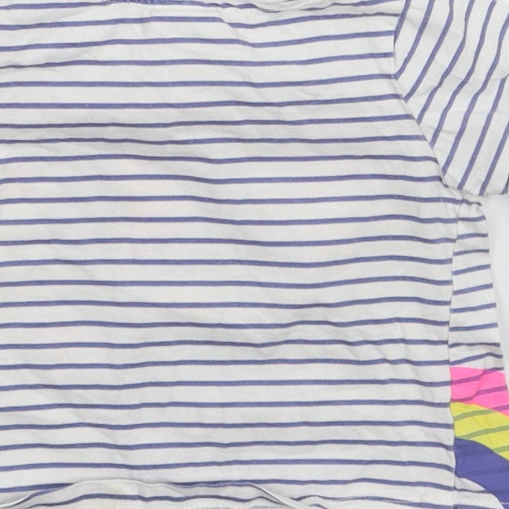 Disney Girls White Striped Basic T-Shirt Size 9-12 Months