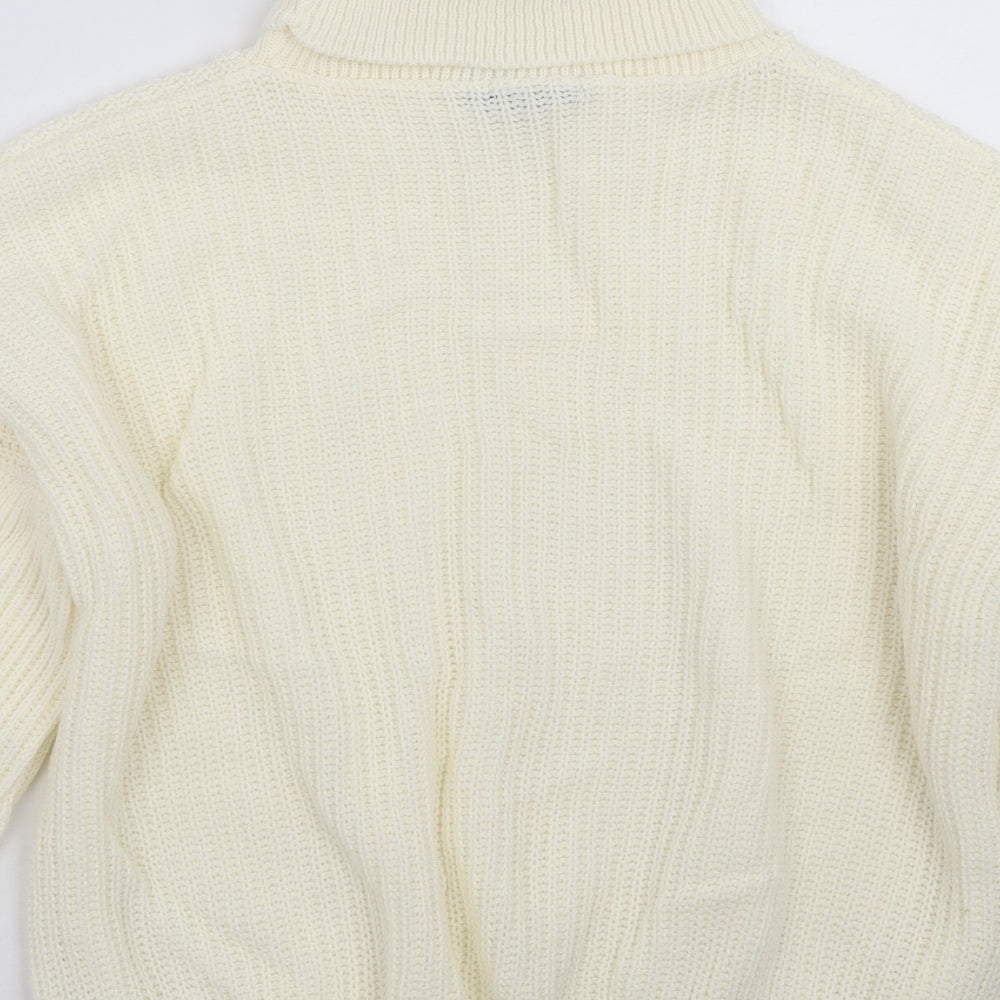 Boohoo Womens Ivory Henley Jumper Size S