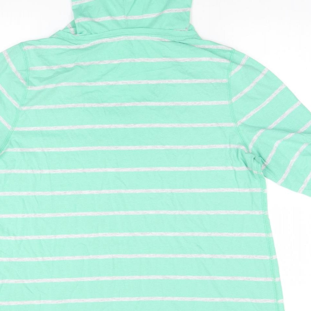 Sonoma Mens Green Striped Pullover Hoodie Size L