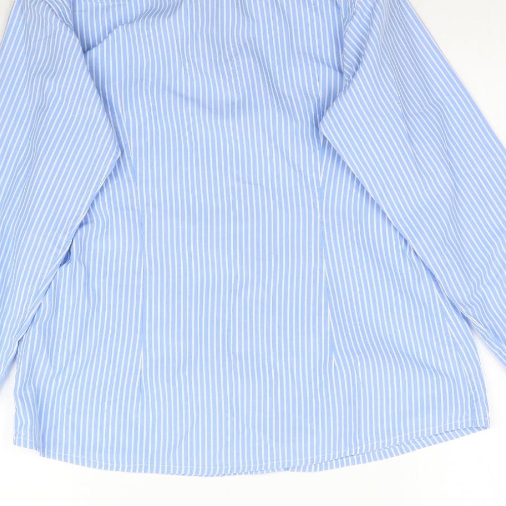 Preworn Womens Blue Striped Basic Button-Up Size M