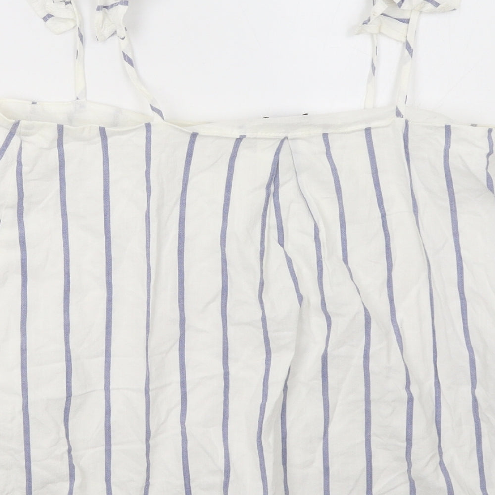 River Island Womens White Striped Basic Tank Size 8