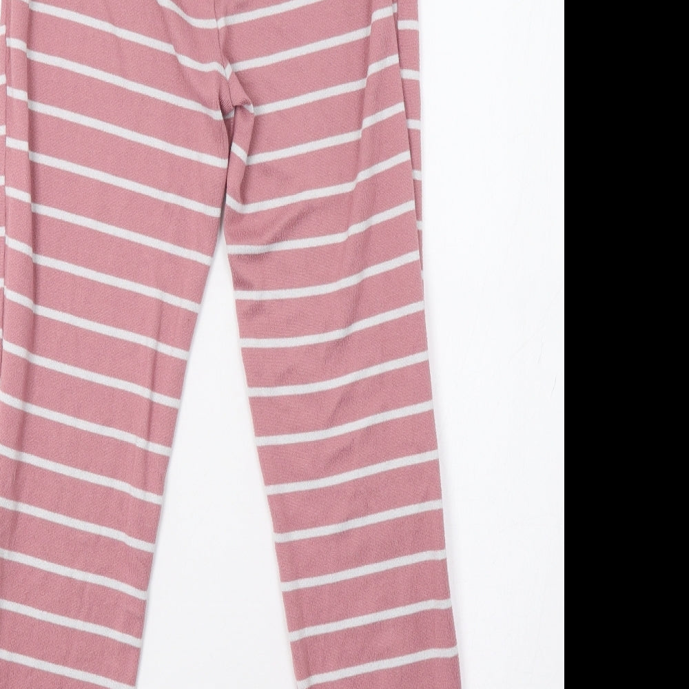 F&F Girls Pink Striped Jogger Trousers Size 10-11 Years