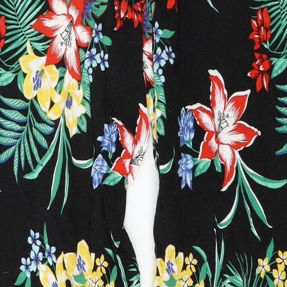 New Look Womens Black Floral Trousers Size 10 L26 in