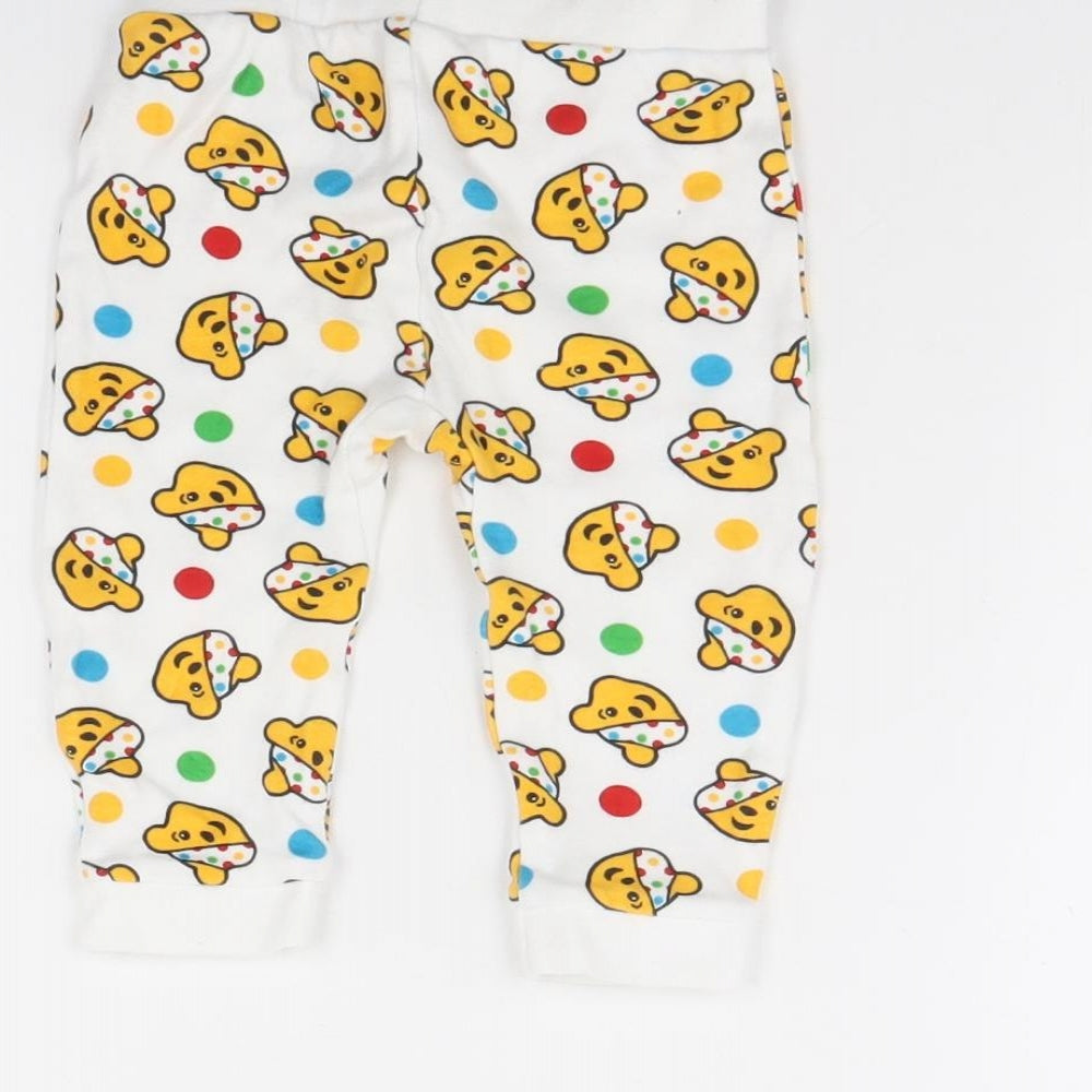 George Baby White Spotted Jogger Trousers Size 9 Months - Pudsey Bear