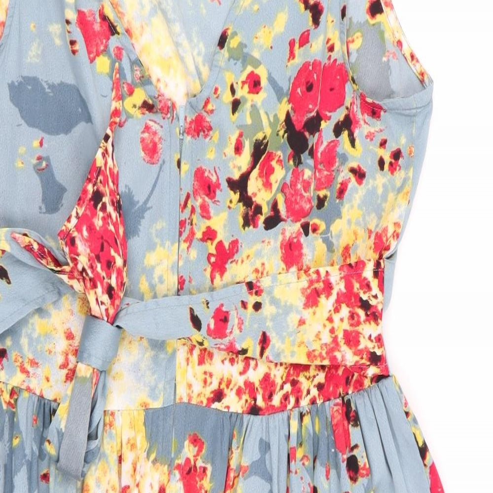 Band of Gypsies Womens Grey Floral Fit & Flare Size S