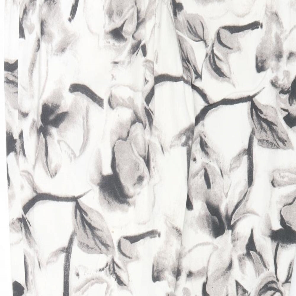 ET VOUS Womens White Floral Trousers Size 12 L24 in