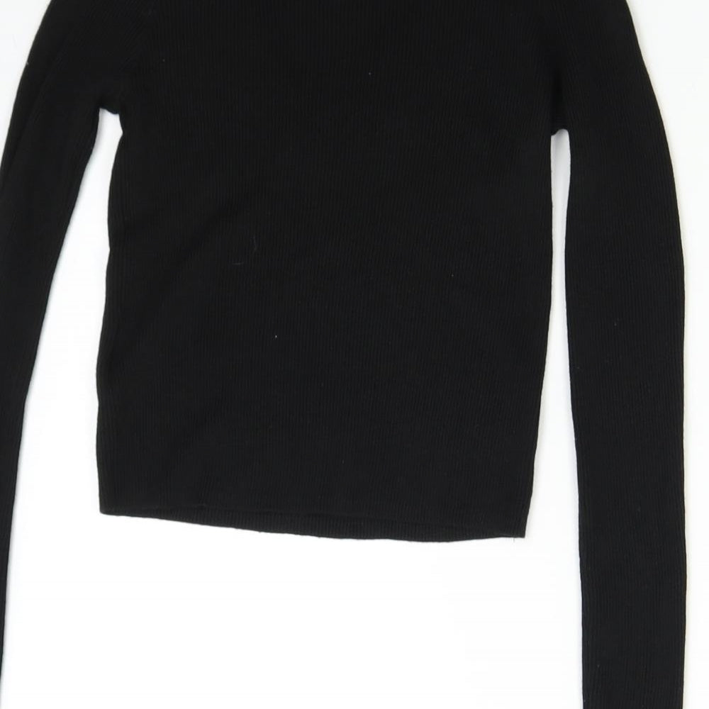 H&M Girls Black Knit Pullover Jumper Size S