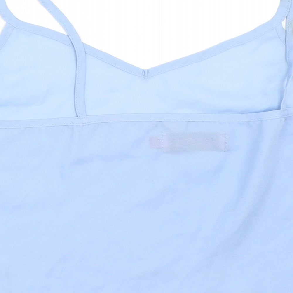 Boohoo Womens Blue Cropped Blouse Size 10