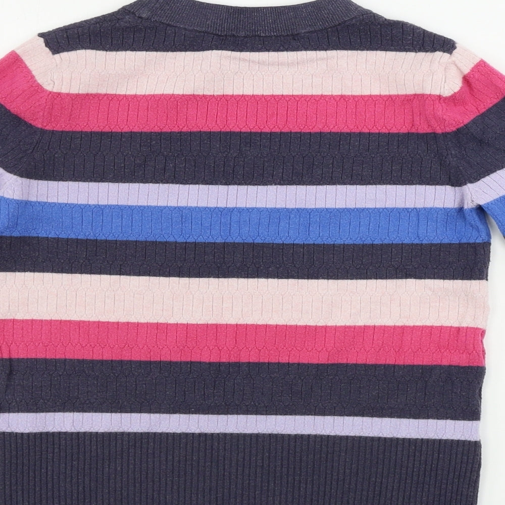 Marks and Spencer Womens Grey Striped Pullover Jumper Size 10