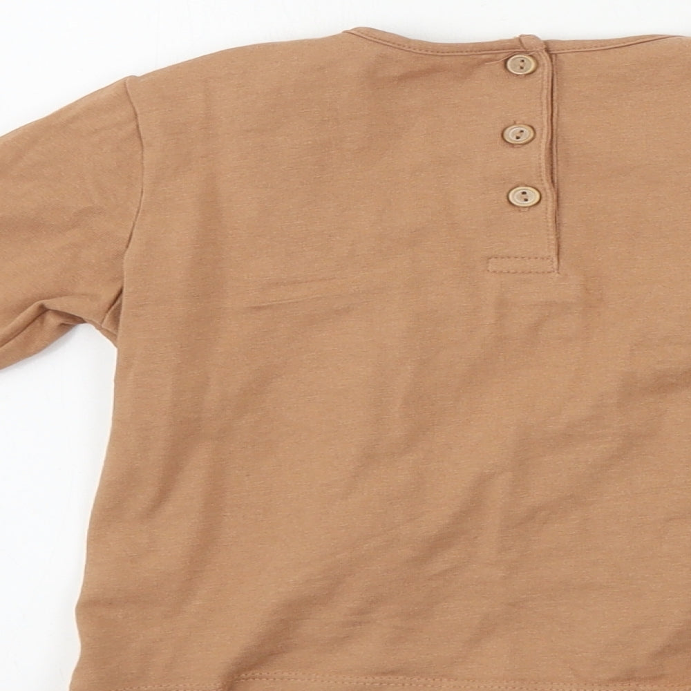 coo club Girls Brown Basic T-Shirt Size 2-3 Years