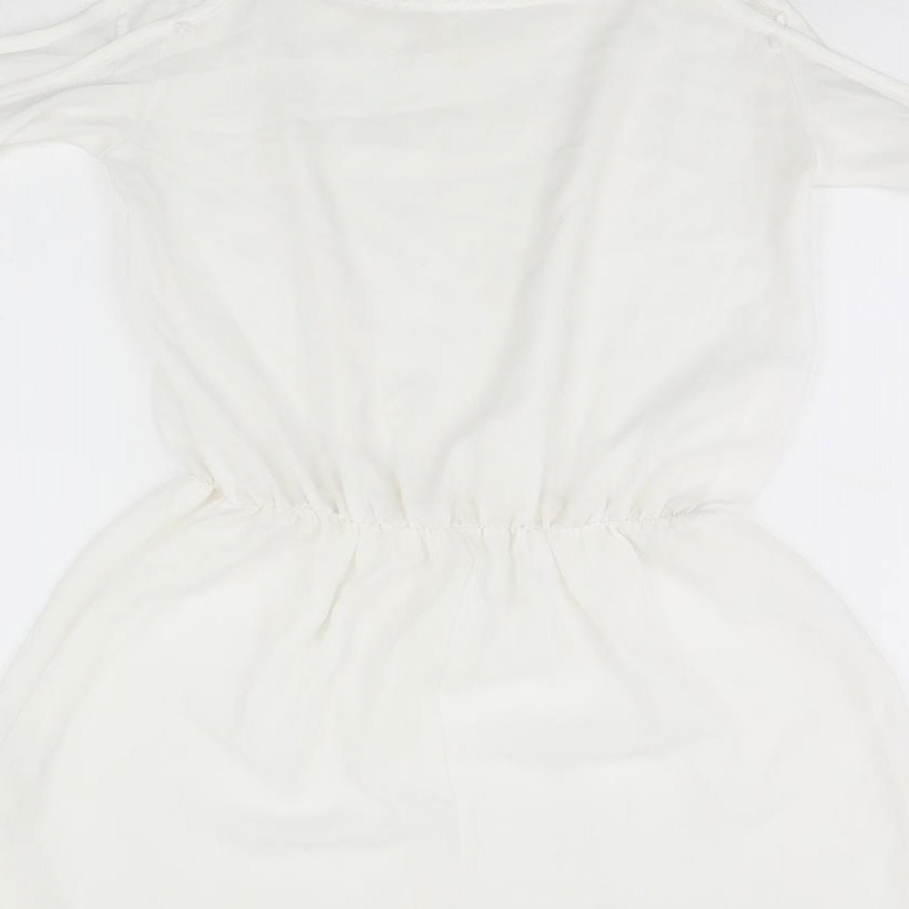 Preworn Womens White Solid Top Bodysuit Size L